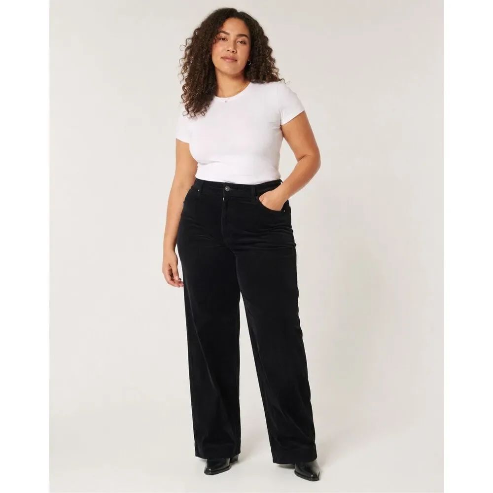 Everlane The Corduroy Wide Leg Pant Black High Rise Size 12 Fall Casual #900